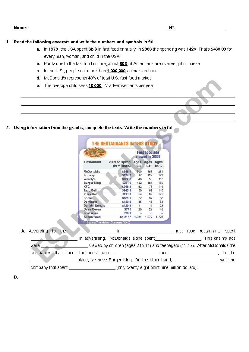 numbers, charts and graphs (test)