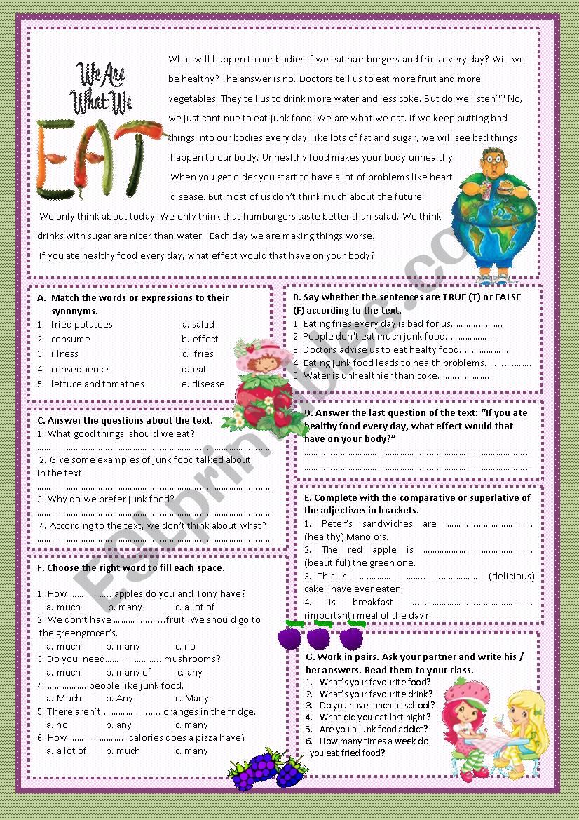 WE ARE WHAT WE EAT! worksheet