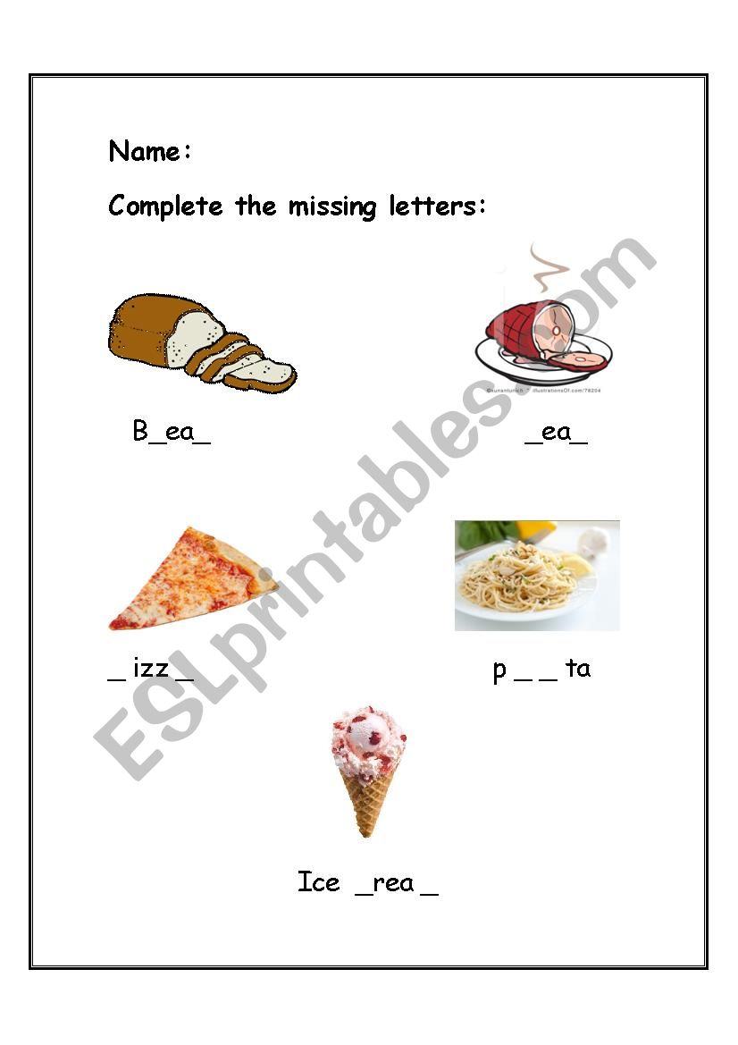 Food worksheet