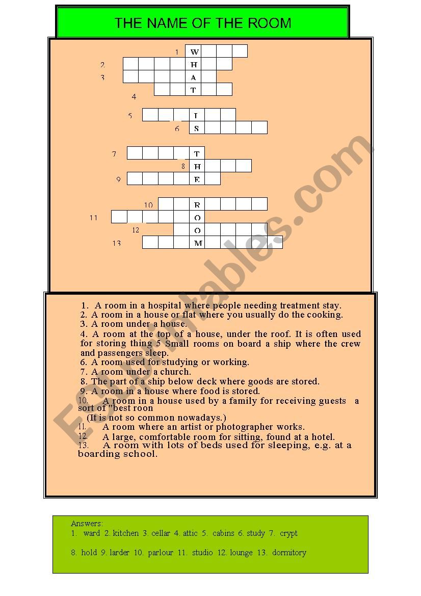 Vocabulary worksheet