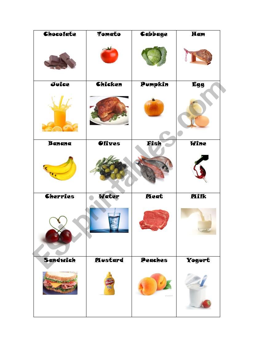 Food Pictionary 1 worksheet