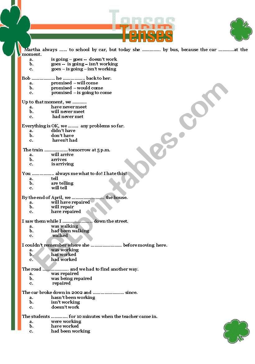 TENSES worksheet