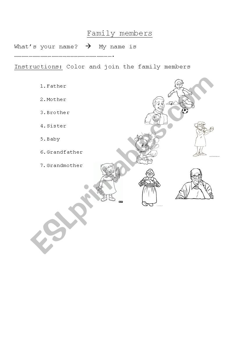 Family members worksheet