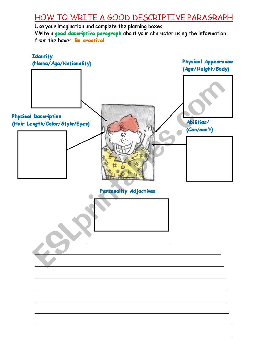 descriptive paragraph  worksheet