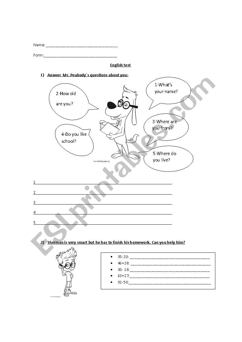 Peabody and sherman test worksheet