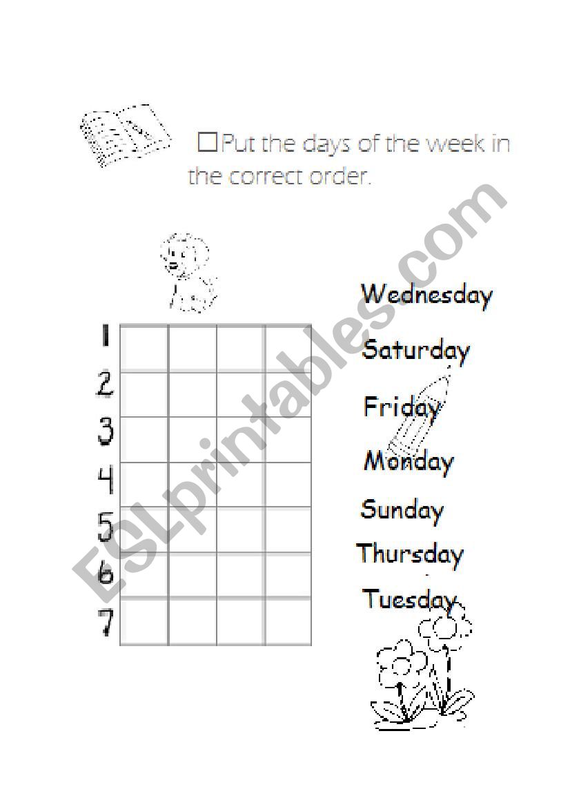 Days of the week worksheet