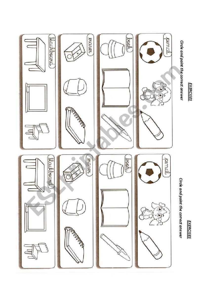 classroom suplies worksheet