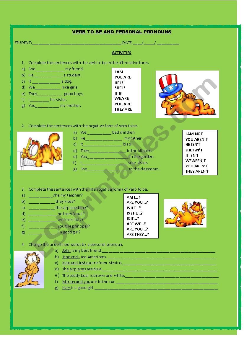 VERB TO BE AND PERSONAL PRONOUNS