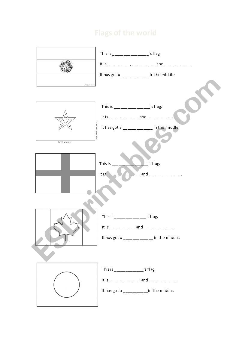 Flags of the world worksheet