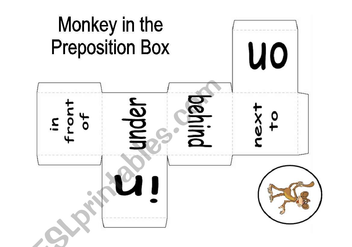 Monkey in the Preposition Box worksheet