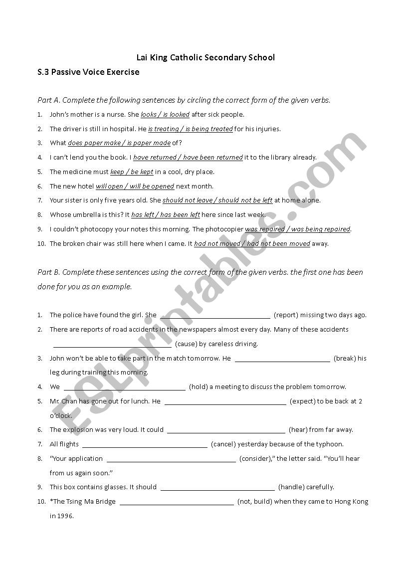 Passive Voice worksheet