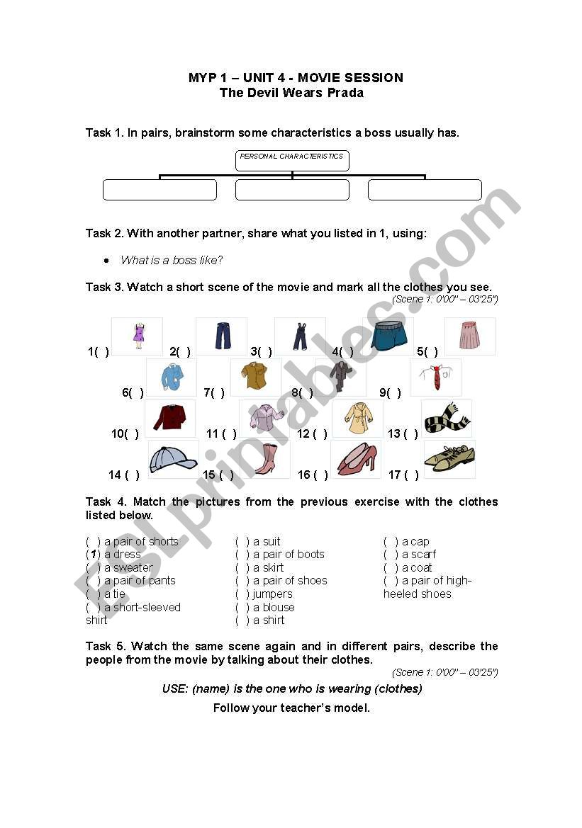 The Devil Wears Prada worksheet