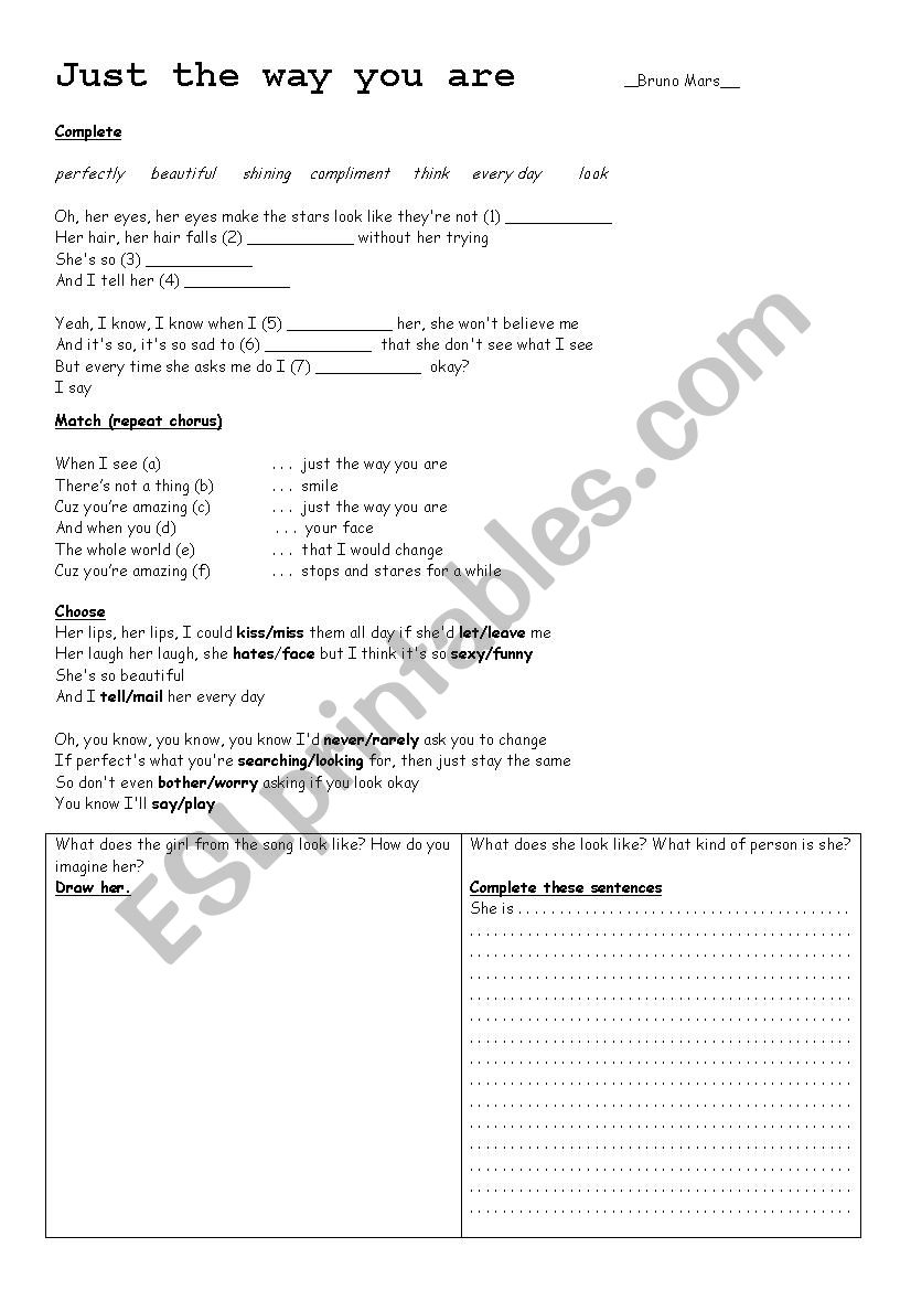 personality_song worksheet