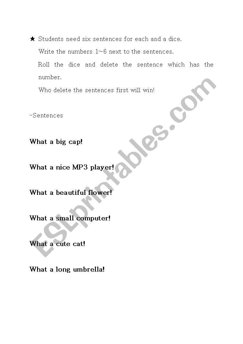 Delete the sentences. worksheet