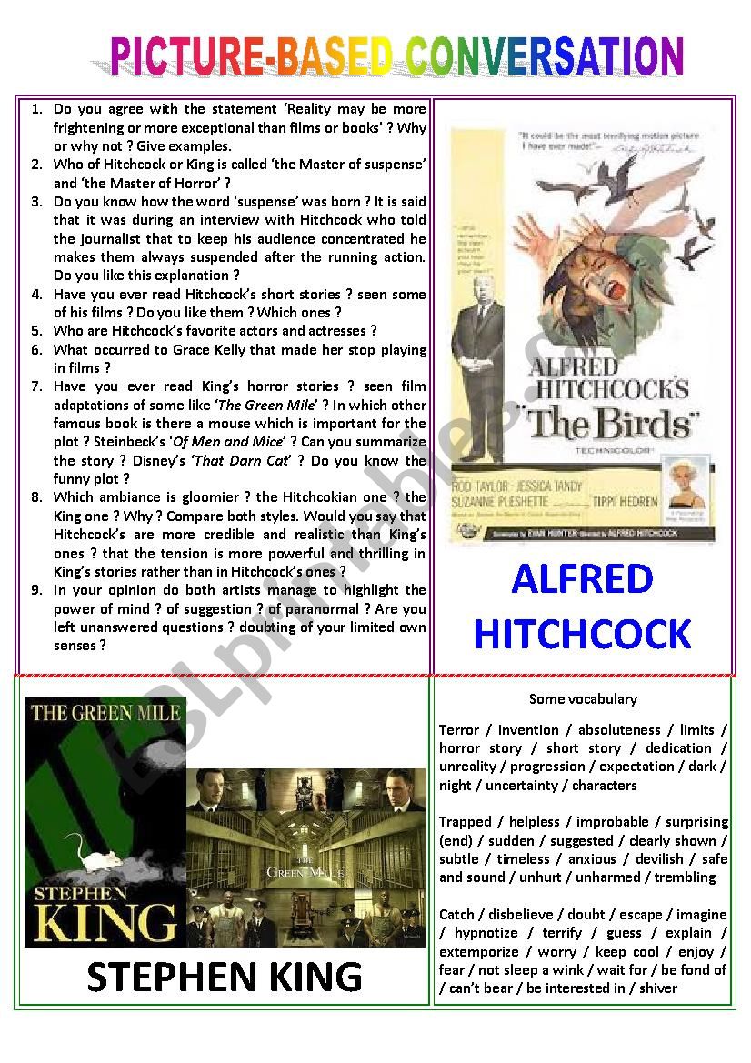 Pitcture-based conversation : topic 68 - Alfred Hitchcock vs Stephen King