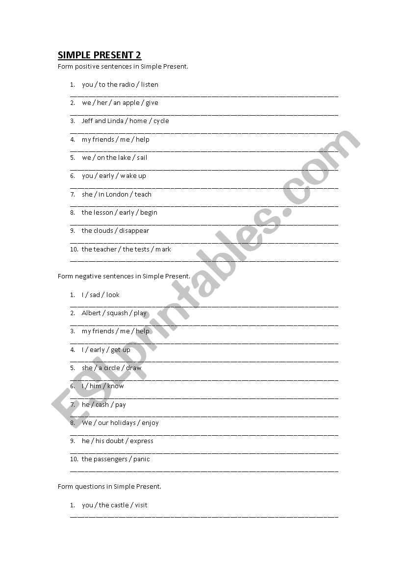 SIMPLE PRESENT worksheet