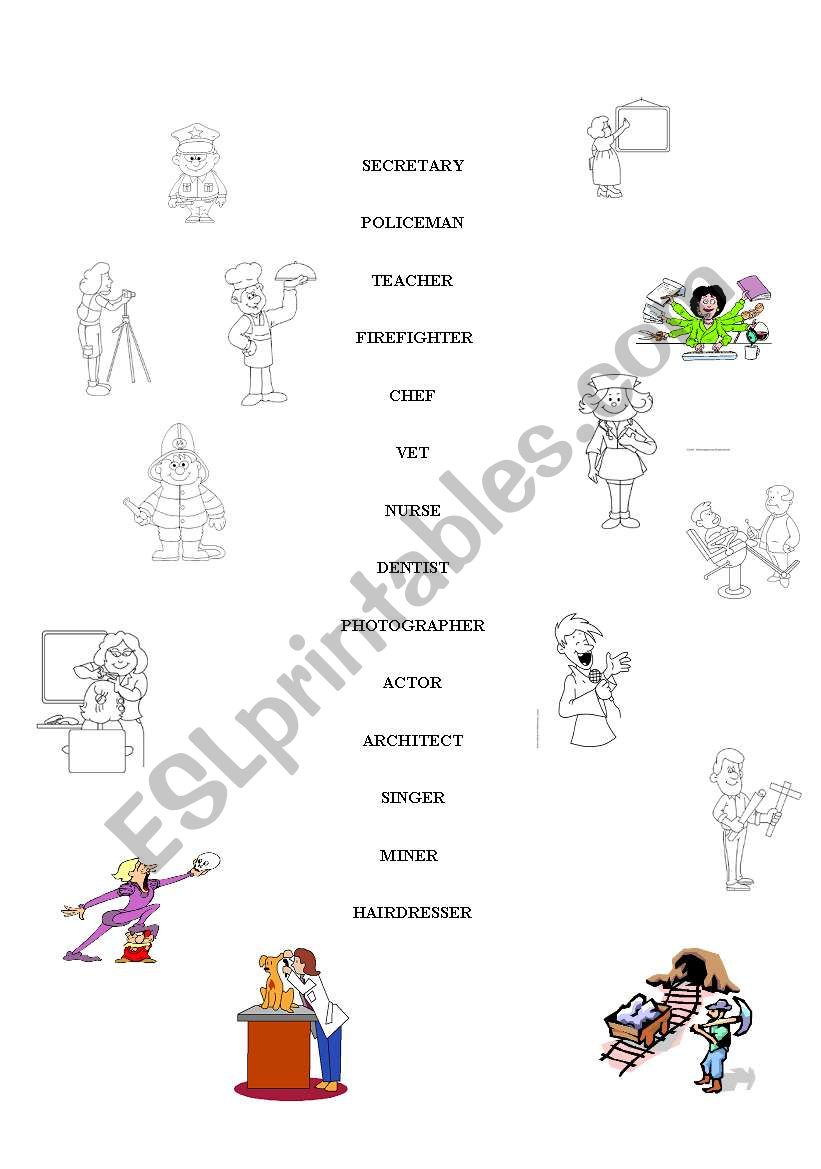 JOBS- PROFESSIONS worksheet