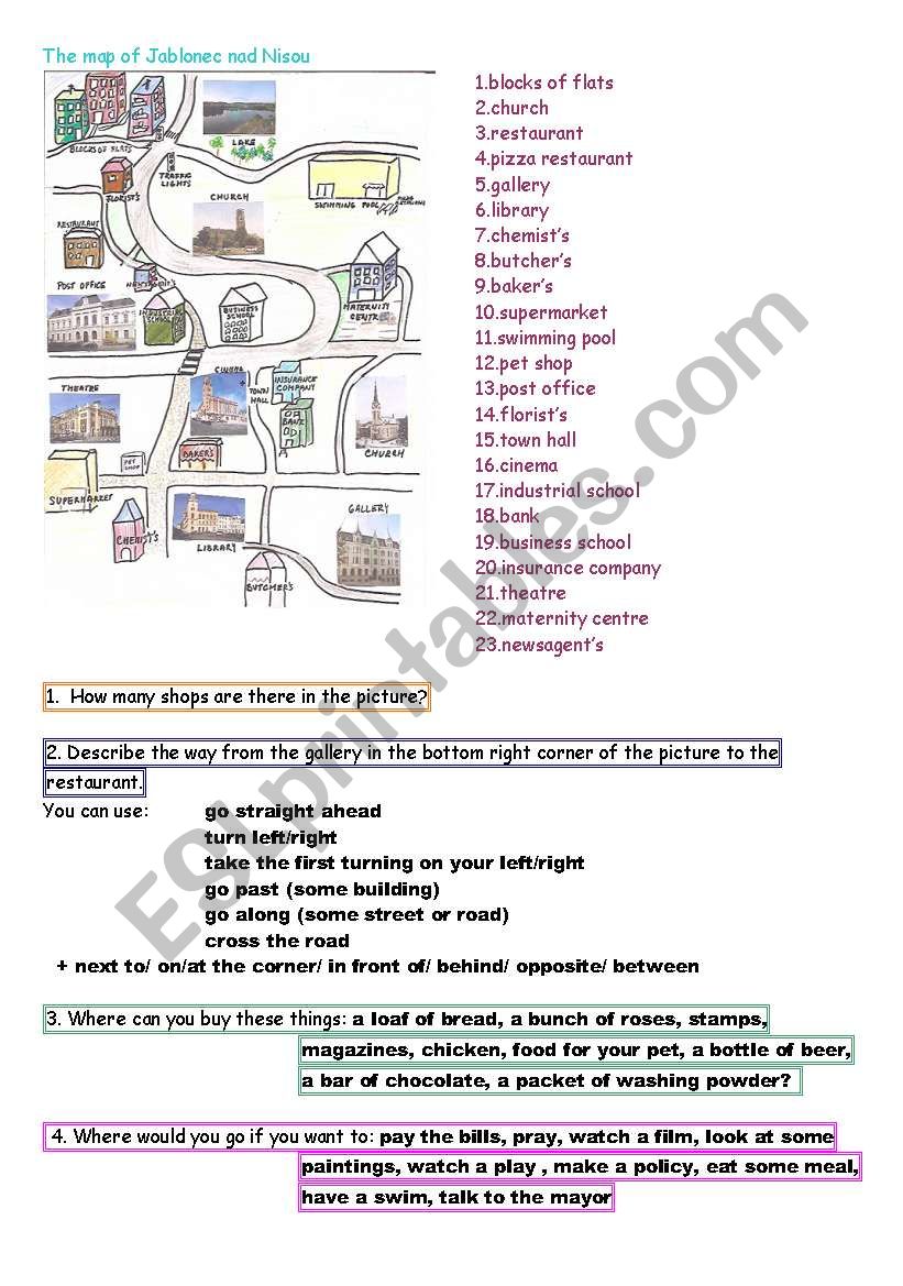 giving directions worksheet