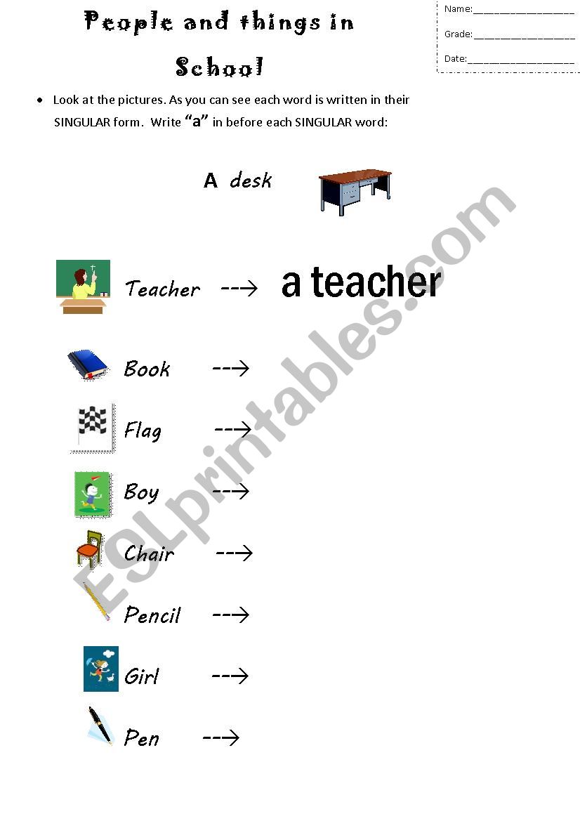 Plurals worksheet