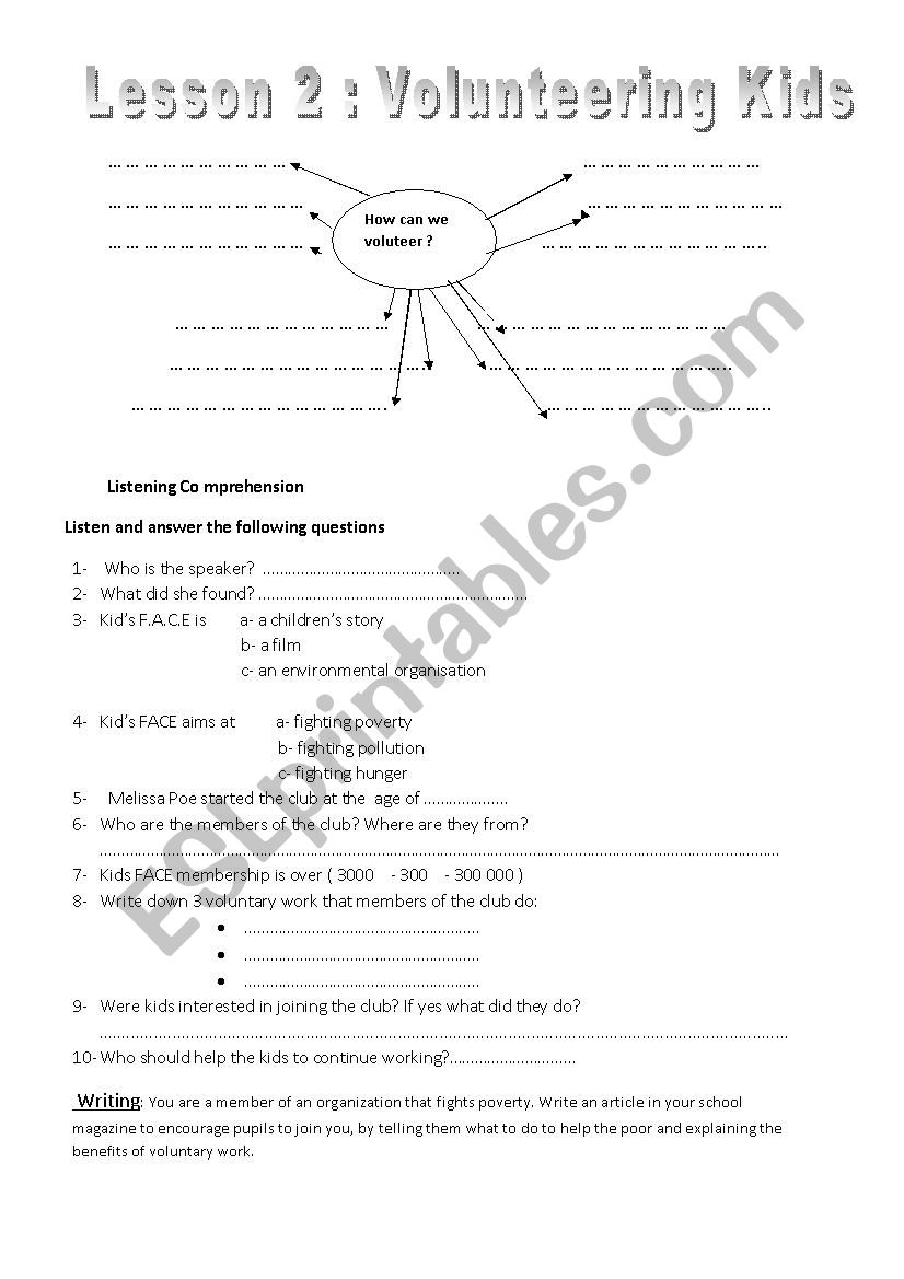 Volunteering Kids Lesson Plan worksheet