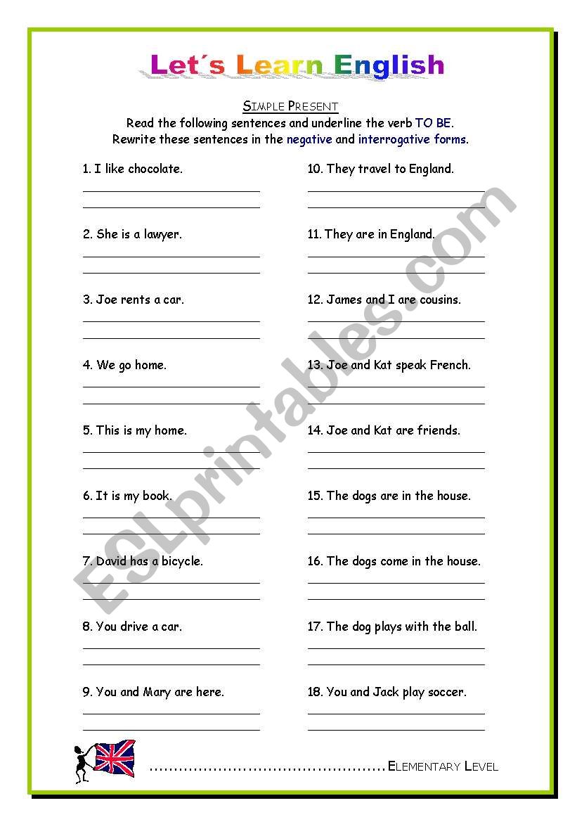 Simple Present Negative And Interrogative Forms ESL Worksheet By