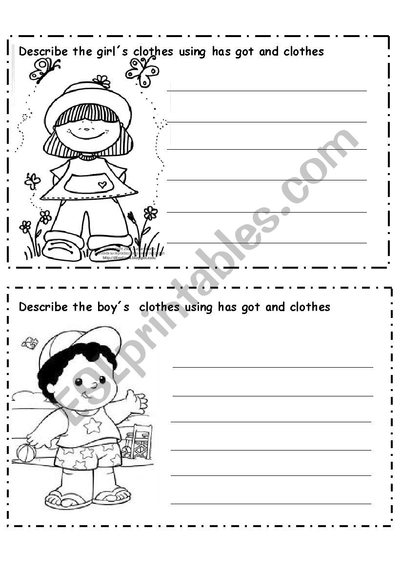 Describing Clothes Has got worksheet