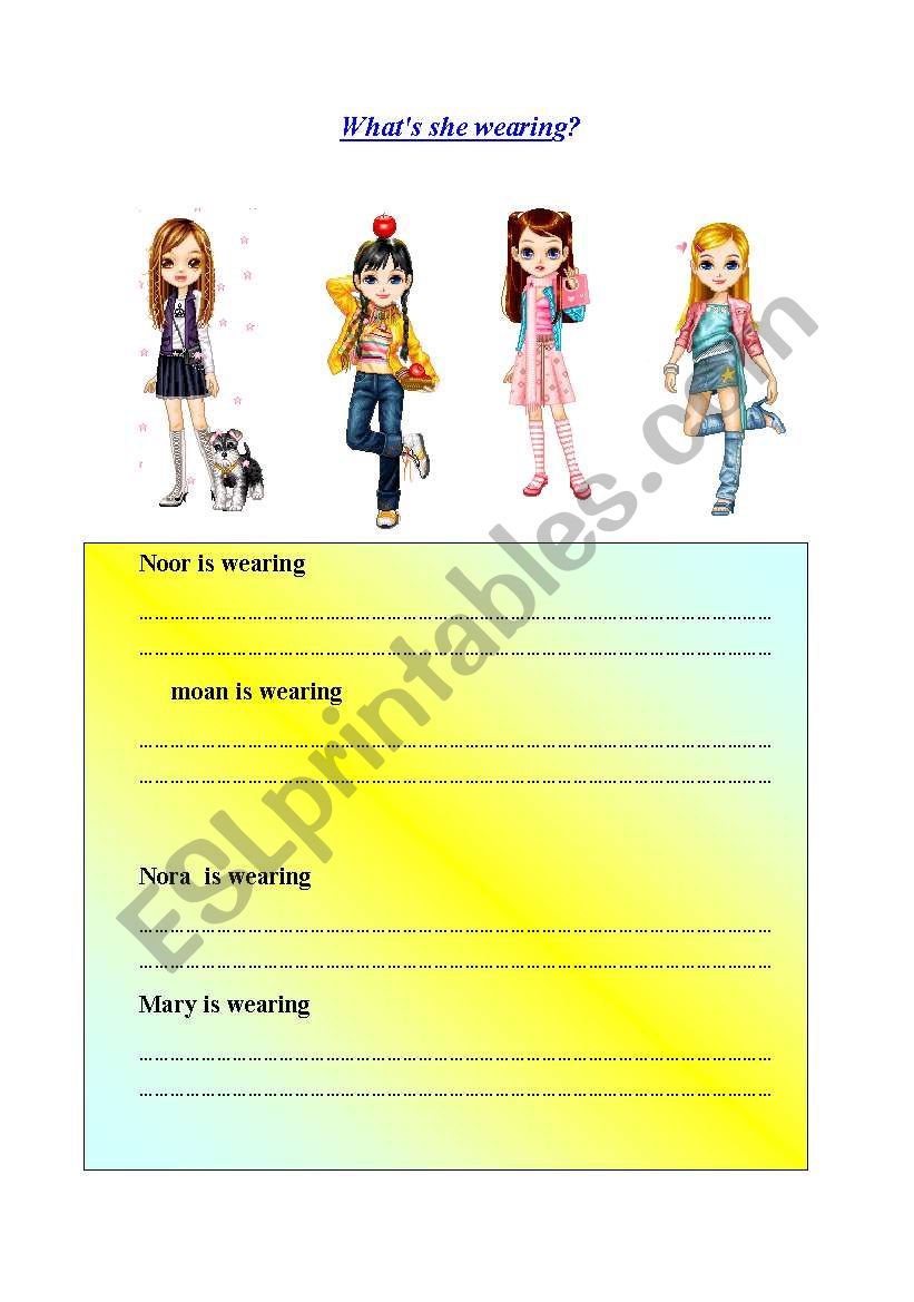 WhatÂ´s she wearing? worksheet