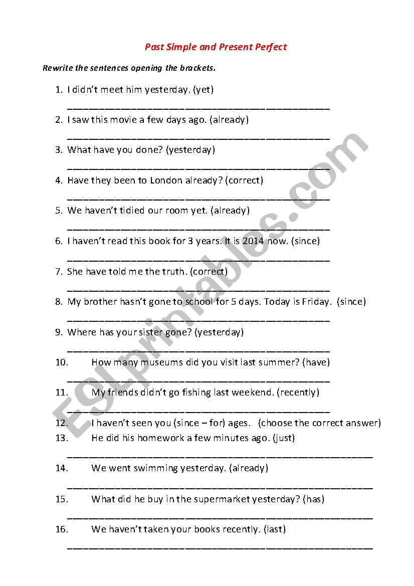 Present Perfect vs Past Simple