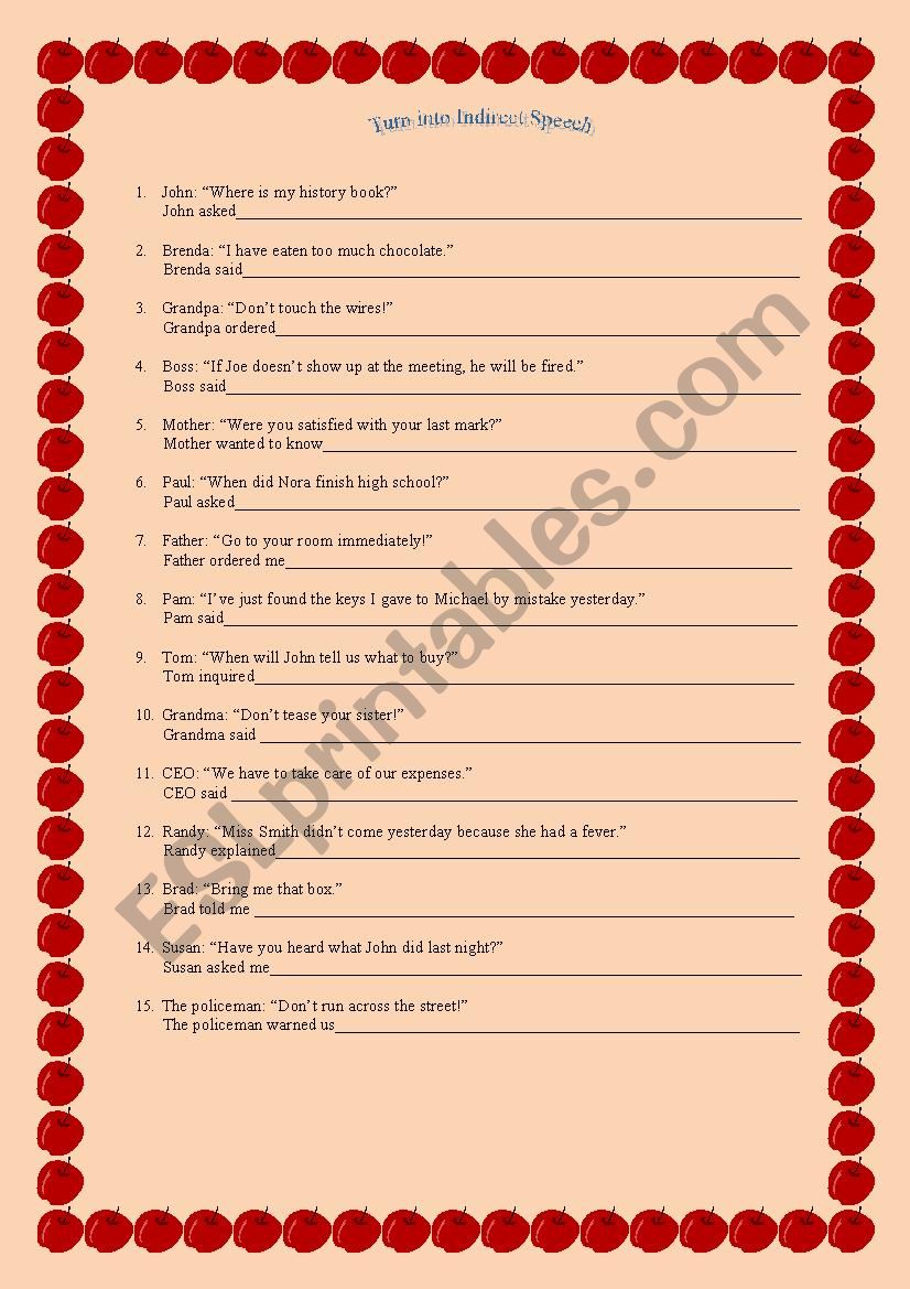 Indirect Speech: Statements, Questions and Commands