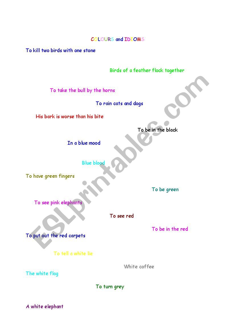 Idioms with Colours worksheet