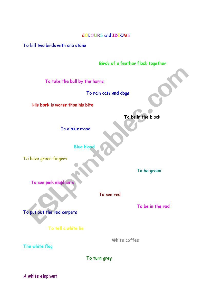 Idioms with Colours worksheet