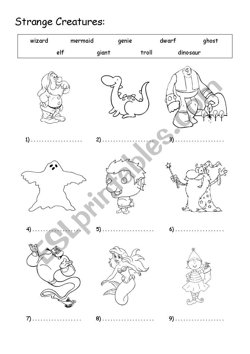 Strange Creatures 1 worksheet