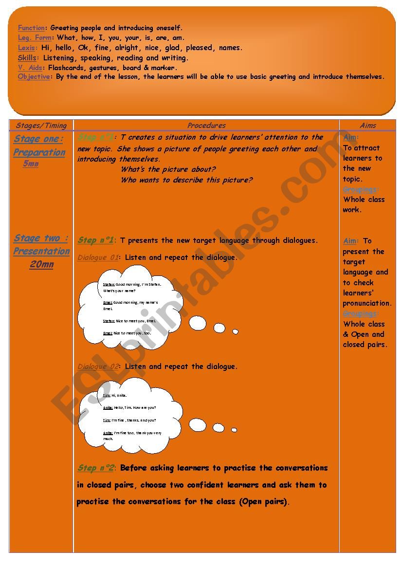 Basic greeting worksheet