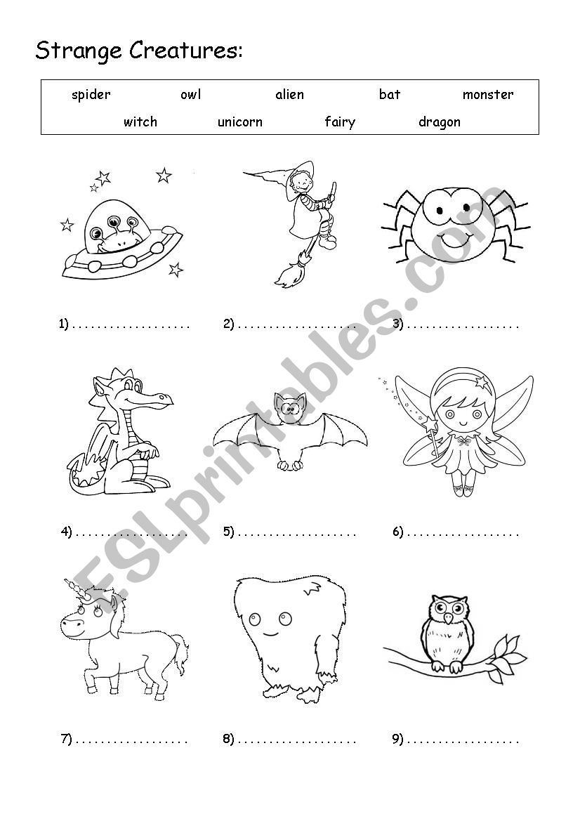 Strange Creatures 2 worksheet