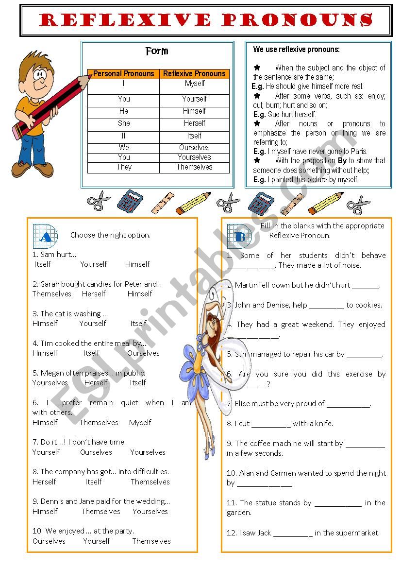 Reflexive Pronouns worksheet