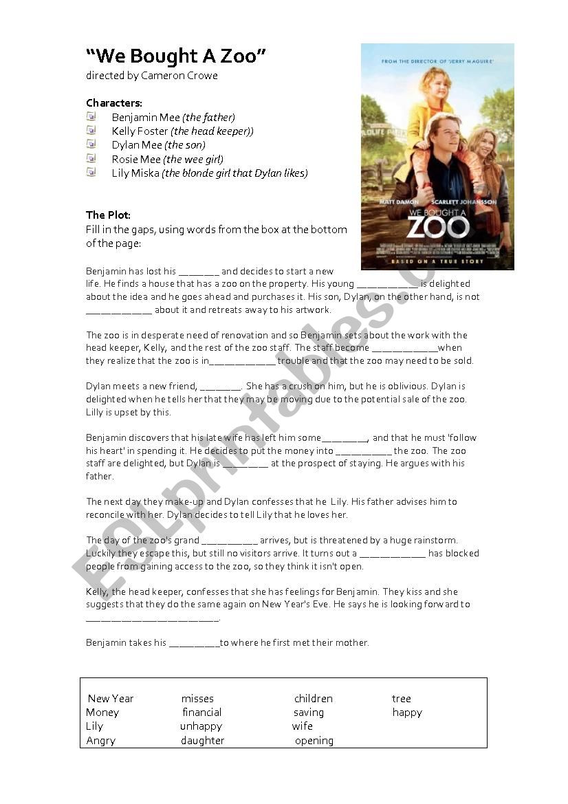 We Bought A Zoo Post Viewing Worksheet