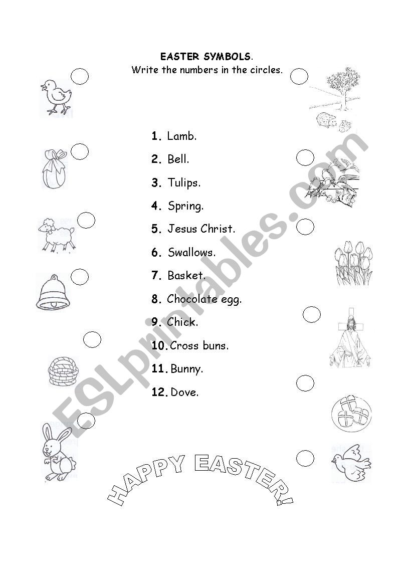 Easter symbols worksheet