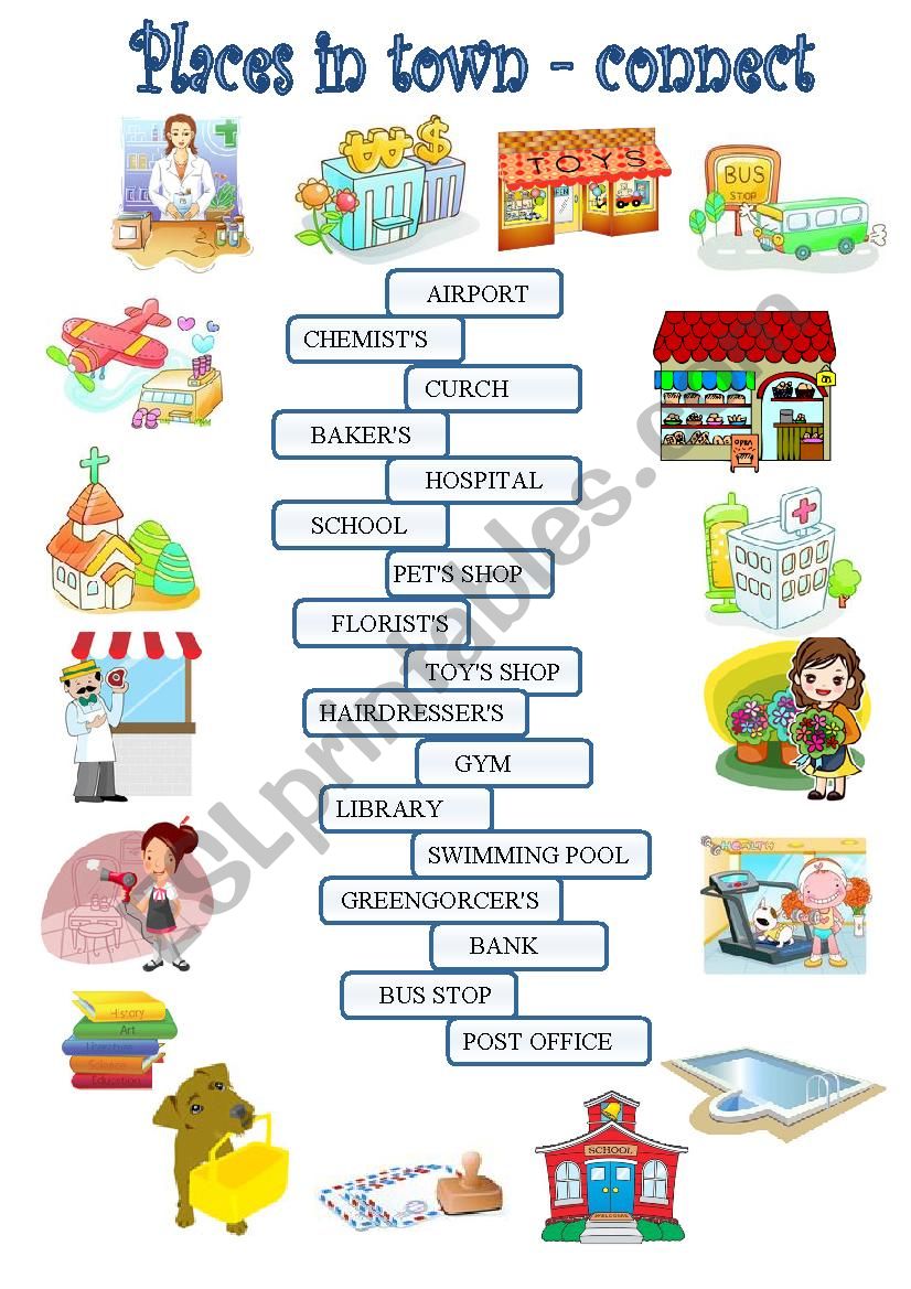 Town and buildings worksheet