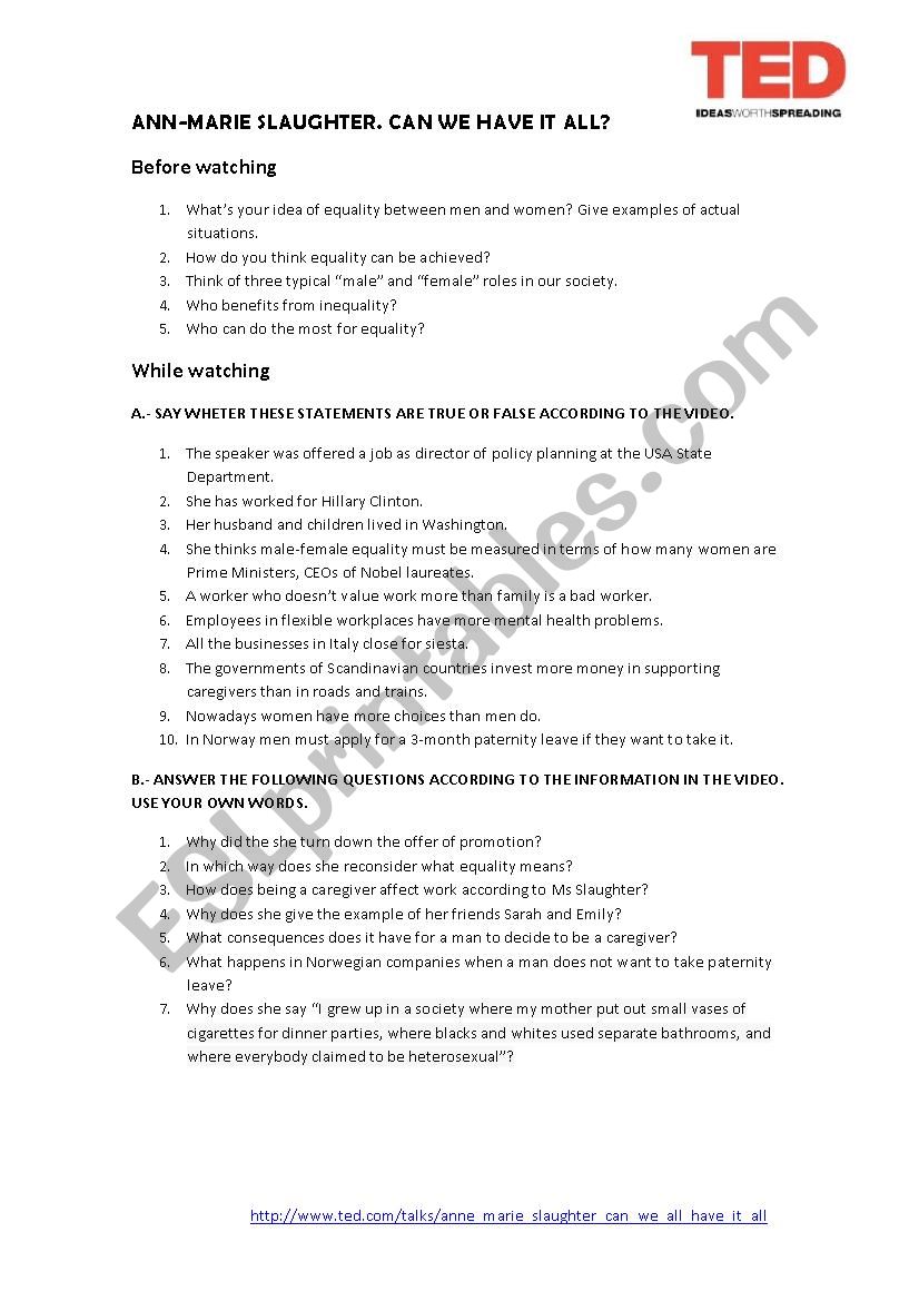 CAN WE HAVE IT ALL? worksheet