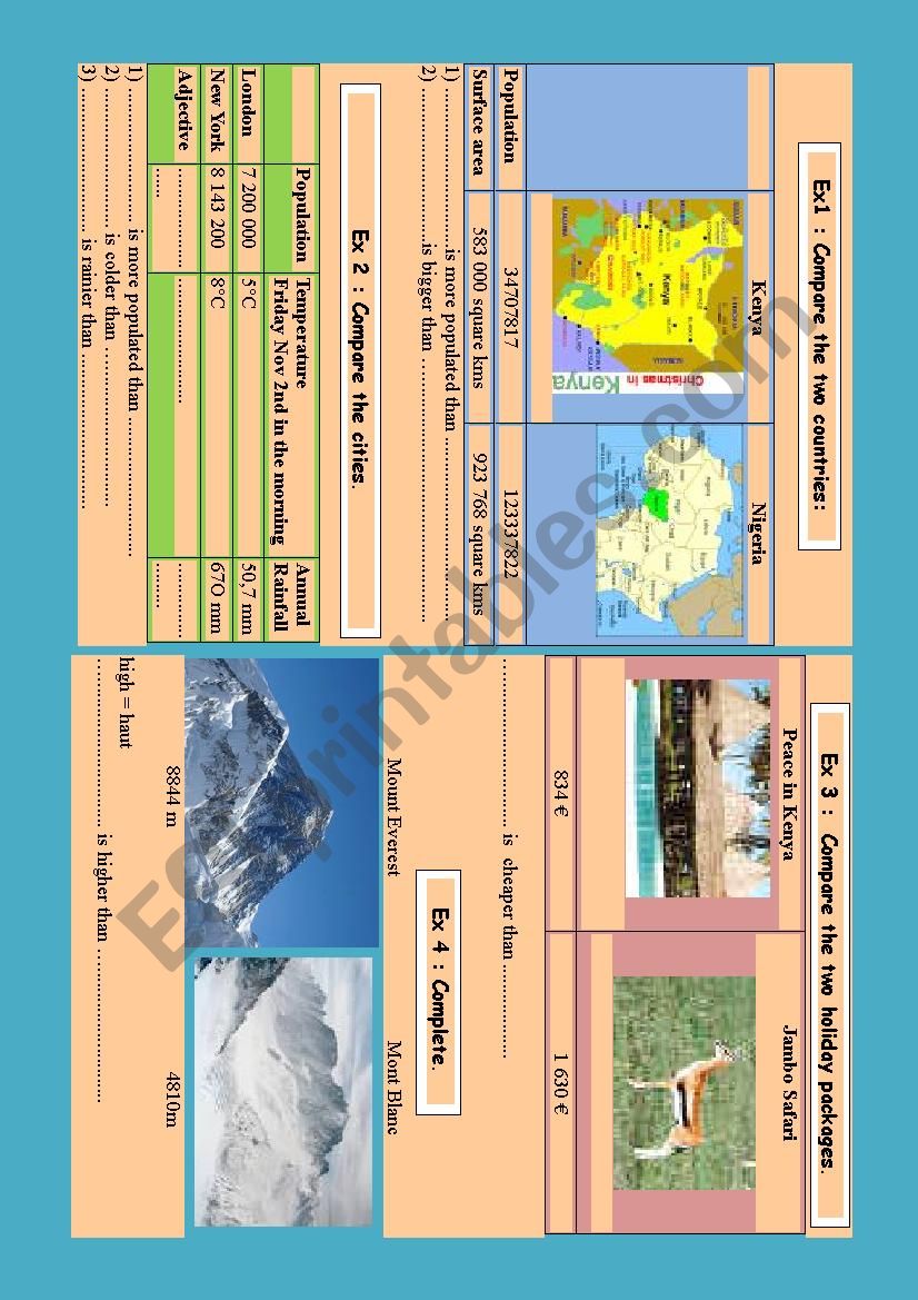 comparatives worksheet