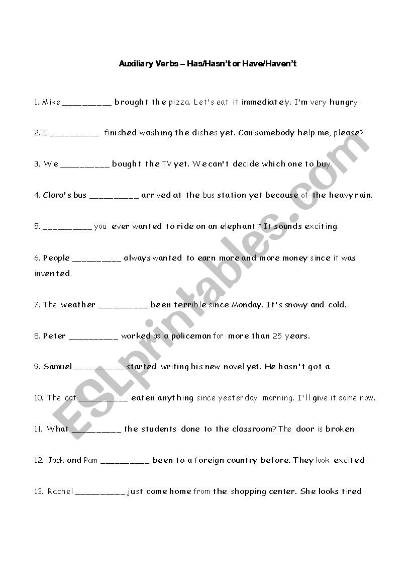 Auxiliary Verb Has (not) / Have (not)