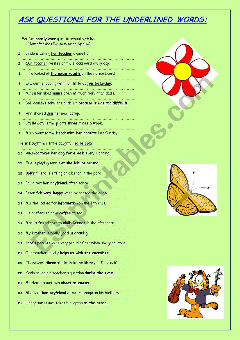 ASK QUESTIONS worksheet