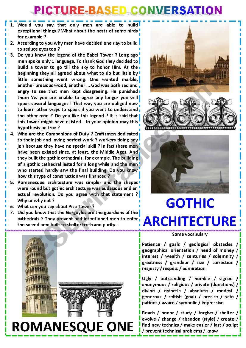 Picture-based conversation : topic 72 - Romanesque architecture vs Gothic one