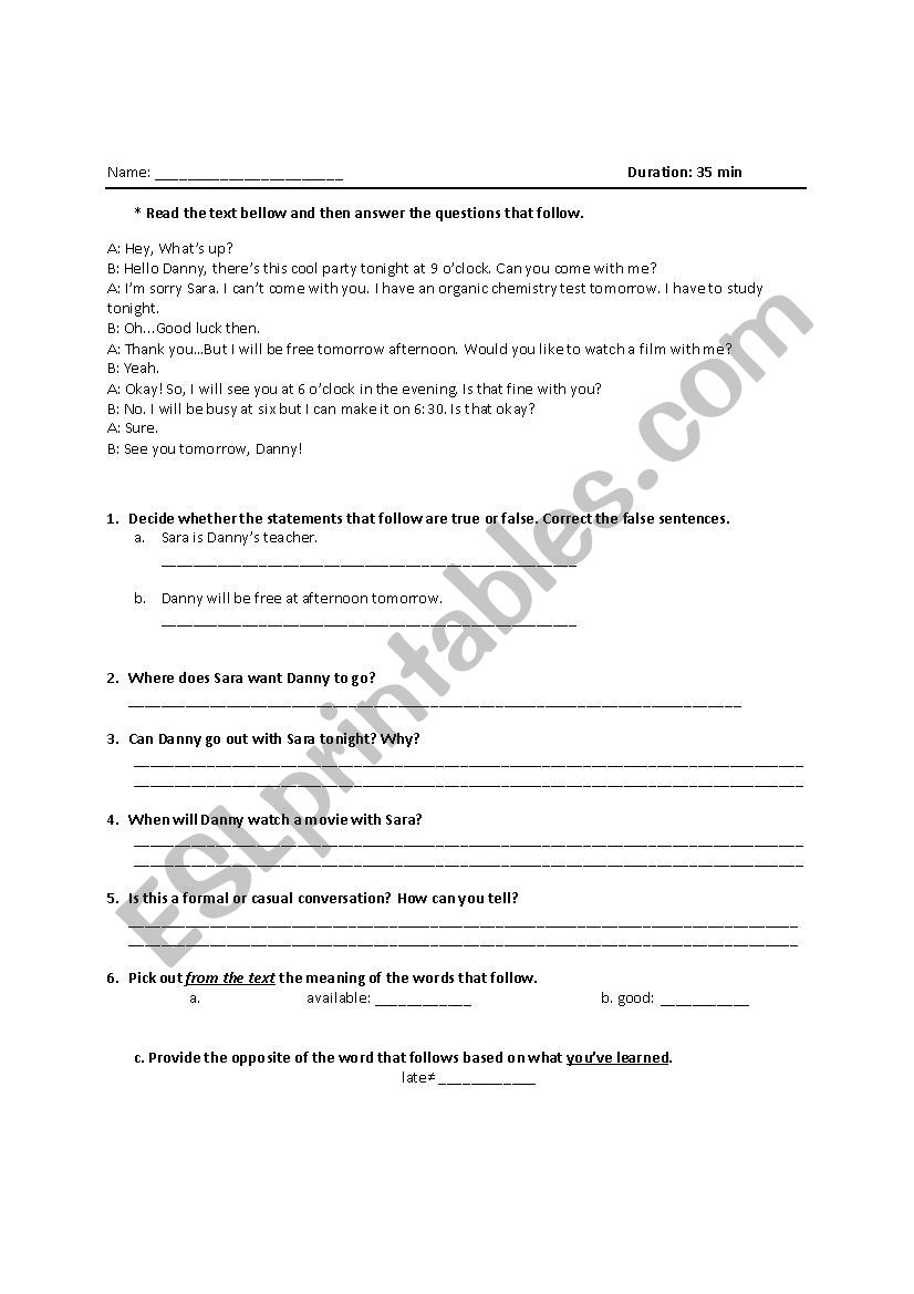 Setting a causal date worksheet