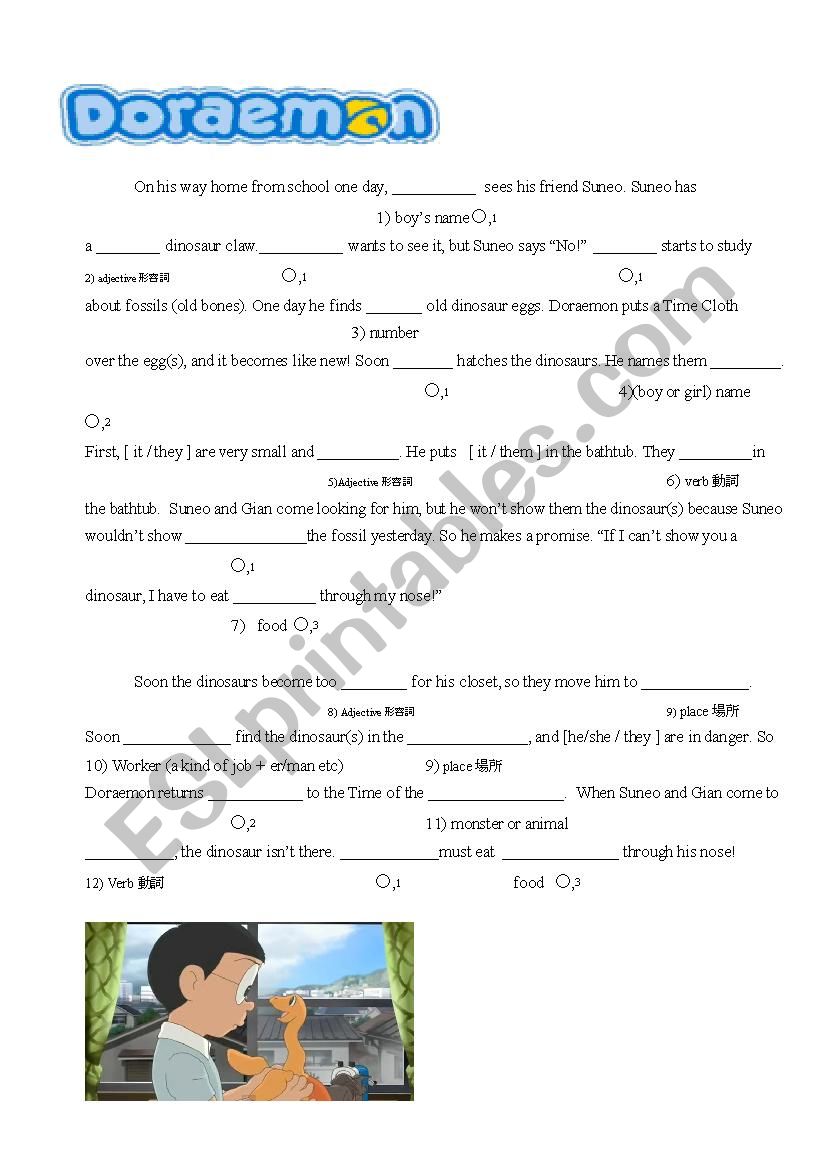 Doraemon Cartoon Madlib Popular Japanese Character