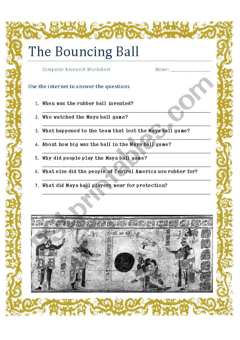 The Bouncing Ball Computer Research Worksheet