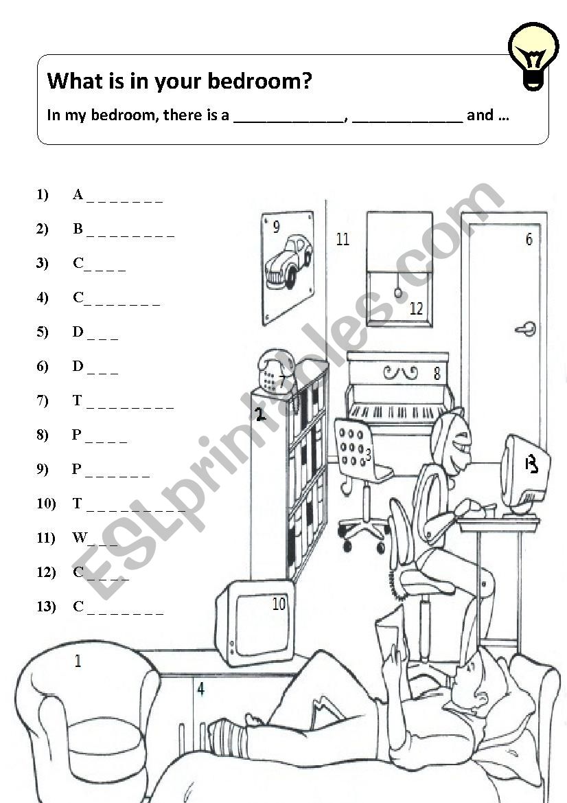 What is in your bedroom? worksheet