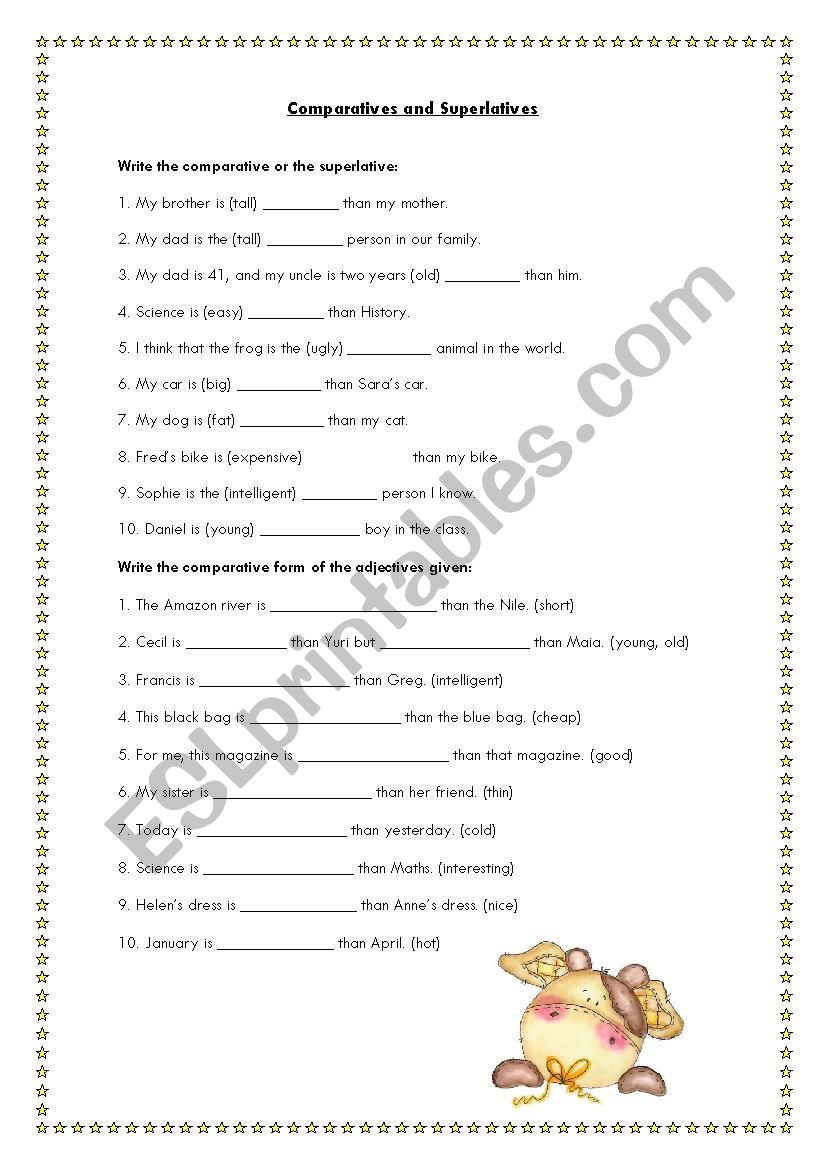 Comparatives and Superlatives worksheet