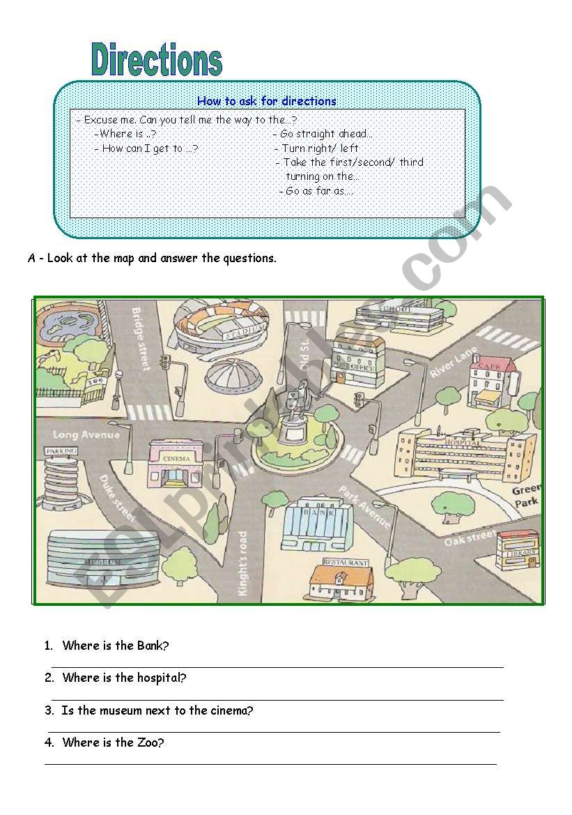 Directions worksheet