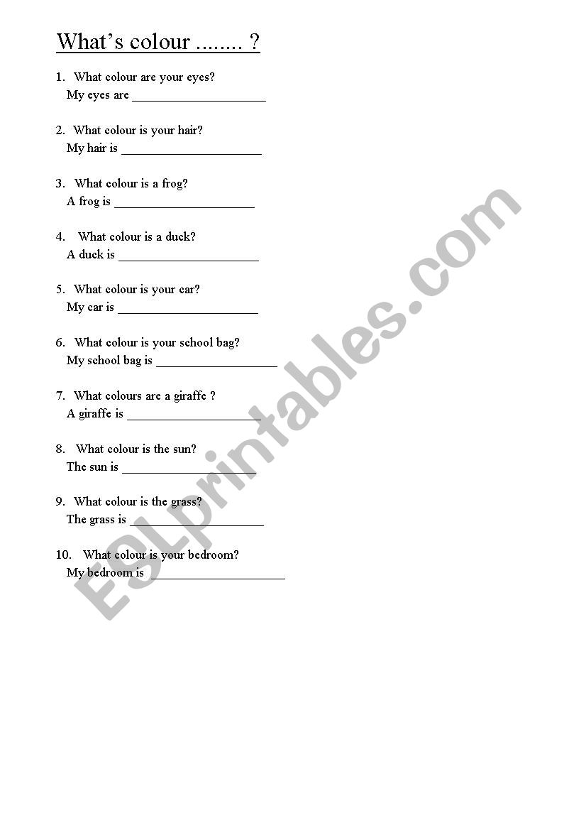 What Colour? worksheet